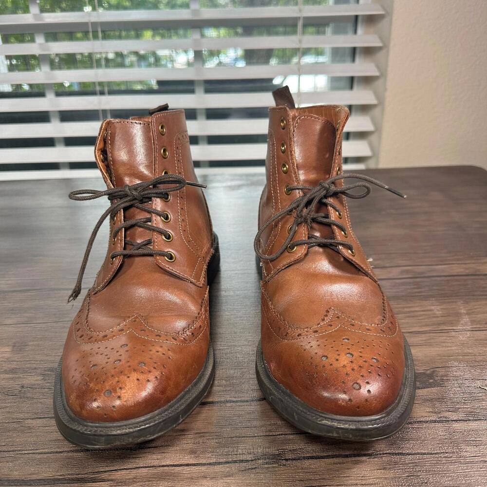 Stafford Men’s Wingtip Ankle Boots Size 8M Brown Leather Chukka Lace Up Casual
